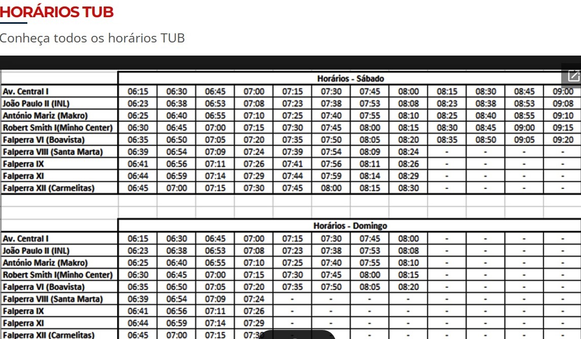 Horários e percurso do Shuttle especial Rampa Falperra 43ª Rampa